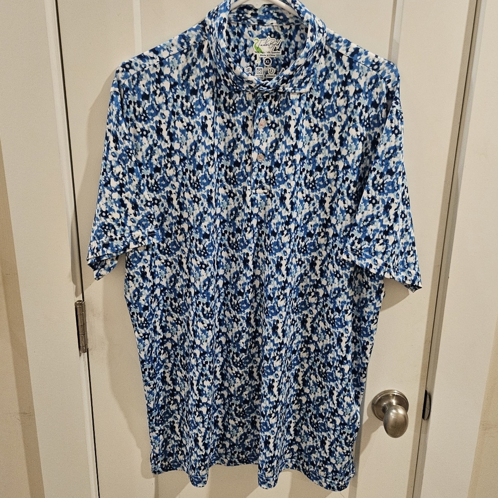 Tailorbird Performance Golf Polo Shirt - Abstract All-Over Print - Size XL